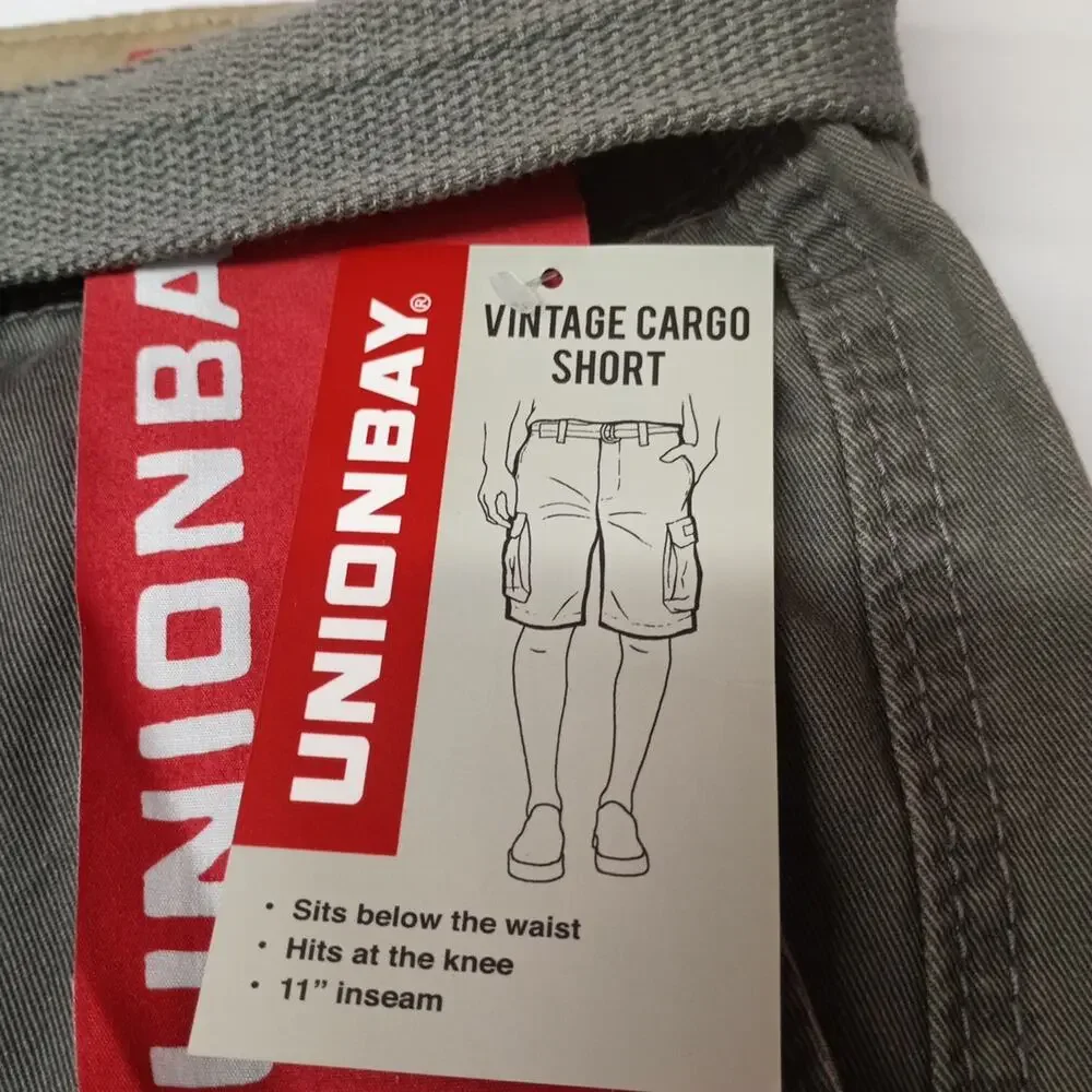 Union Bay Cargo Shorts Men's Size 40 11” Ins Gray Goose Belt‎